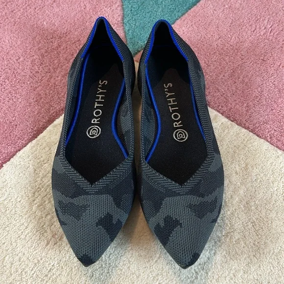 Rothy’s retired The Point Flats Black/Grey Camo - Picture 13 of 17